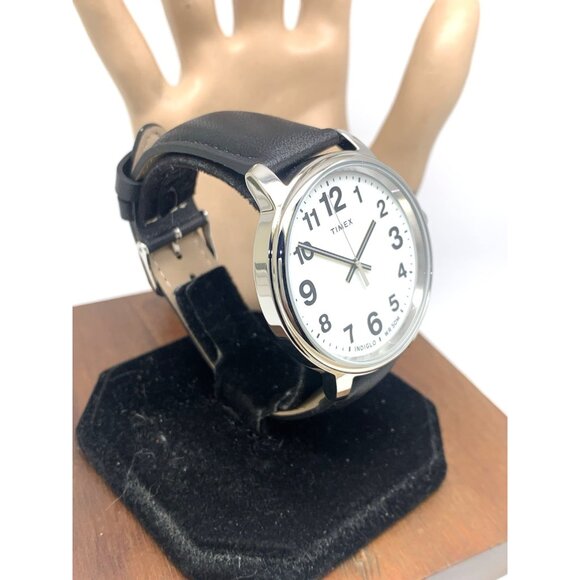 Timex Men's Watch TW2V21200 Quartz Indiglo White Dial Black Leather Band 43mm - Picture 15 of 15